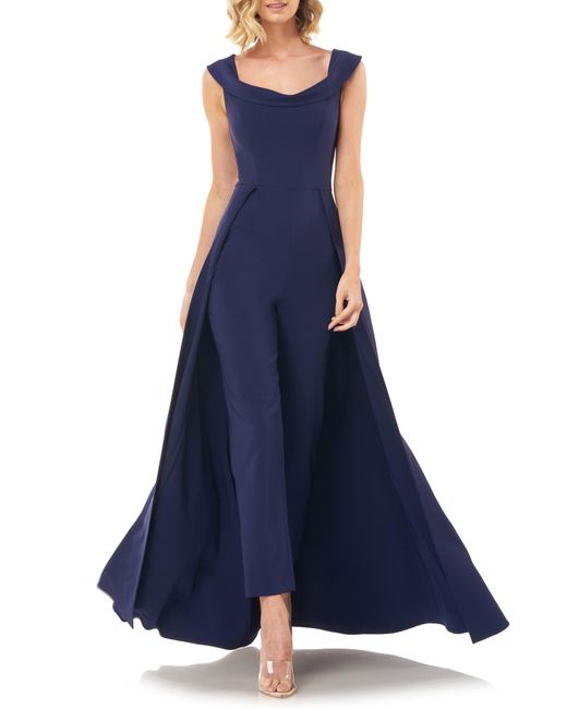 Kay Unger Jumpsuit Gown in Navy (Blue) - Lyst