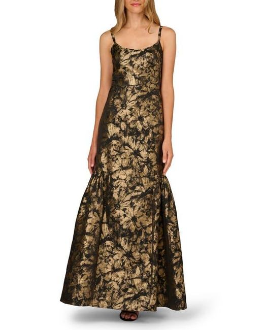 Aidan Mattox Metallic Floral Jacquard Mermaid Gown in Natural | Lyst