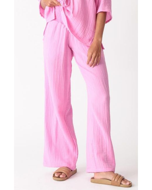 Electric and Rose Pink Cotton Gauze Cover-Up Pants