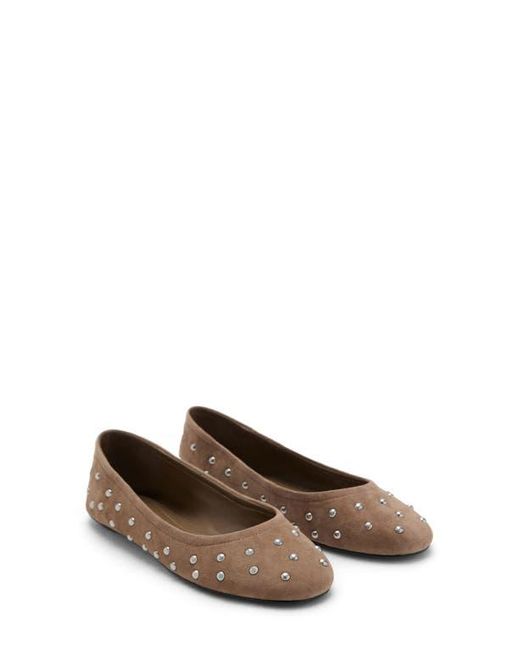 Mango Brown Studded Ballet Flat