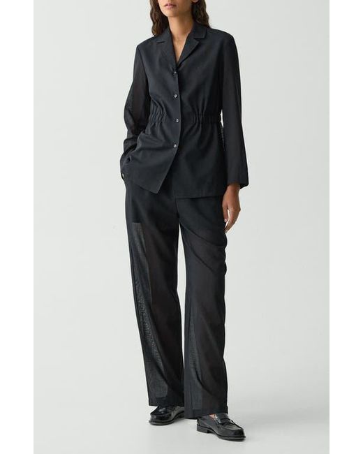 Theory Black Cinched Waist Wool Blend Jacket