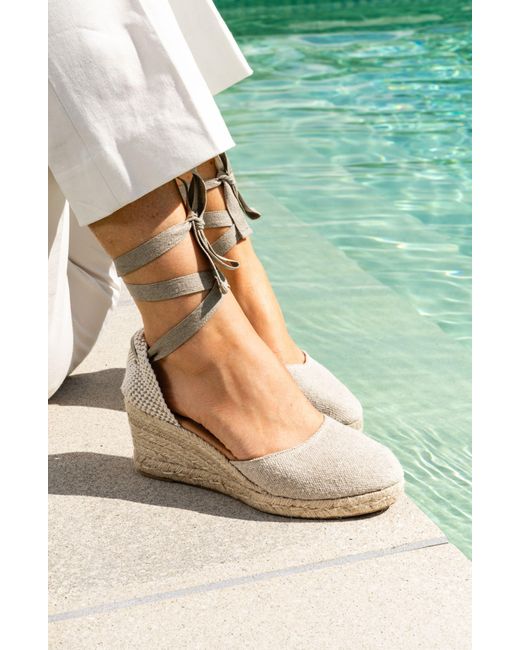 Patricia Green White Leon Espadrille Lace-up Wedge