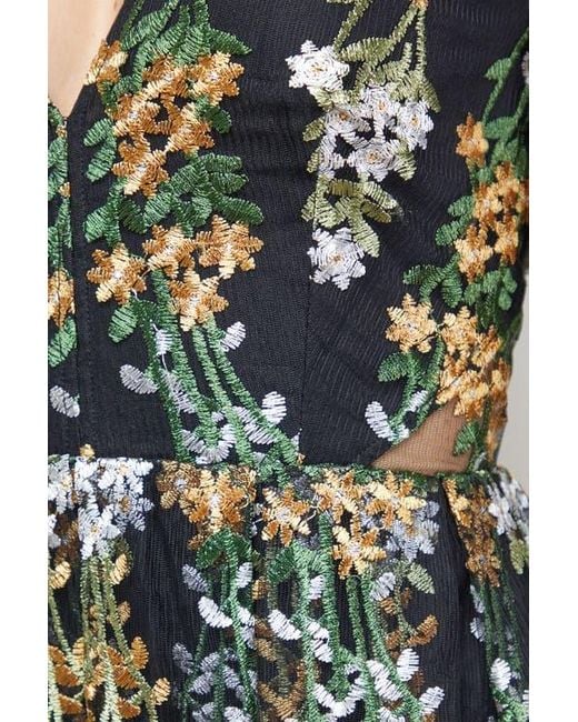 Oasis Multicolor Open Back Long Sleeve Midi Dress