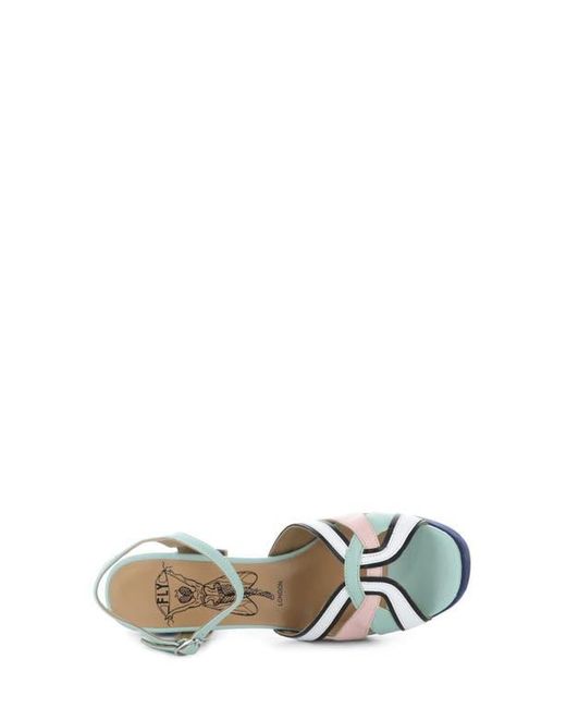 Fly London Blue Ezui Ankle Strap Platform Sandal