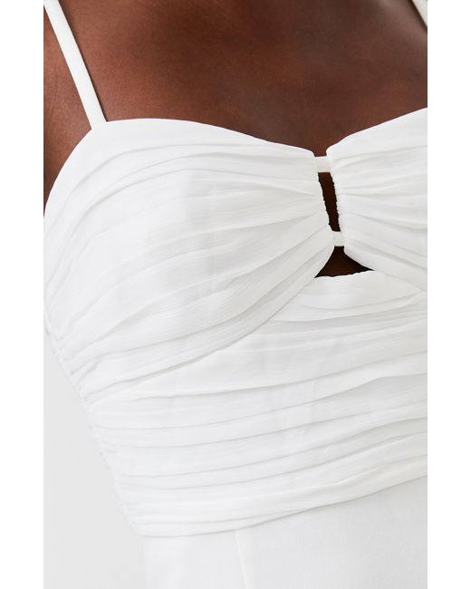 French Connection White Whisper Ruched Tulle Minidress