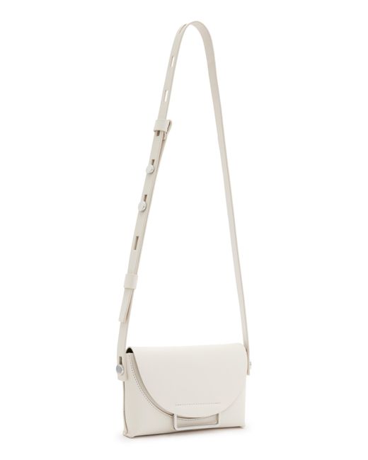 AllSaints White Francine Leather Crossbody Bag
