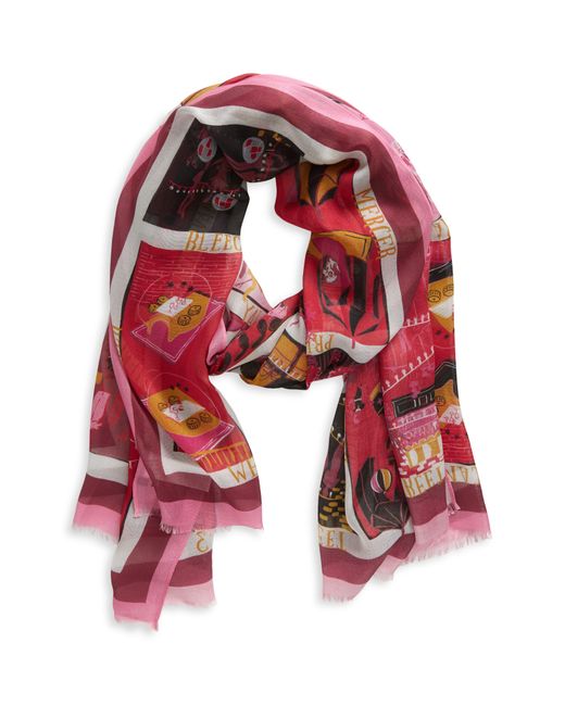Kate Spade Red Holiday Rooftops Oblong Scarf