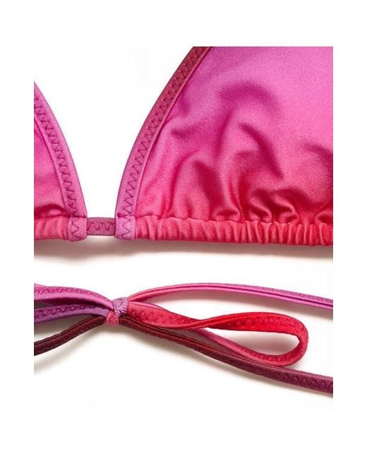 Mango Red Metallic Ombré Triangle Bikini Top