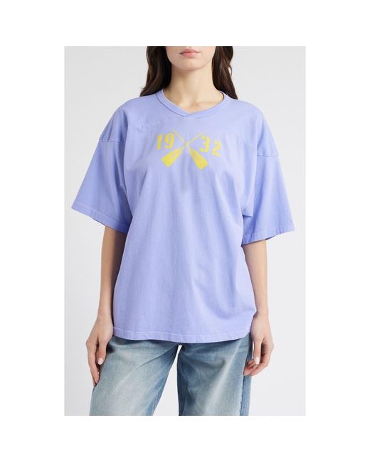 Daydreamer Purple 1932 Rowing V-Neck Cotton Graphic T-Shirt