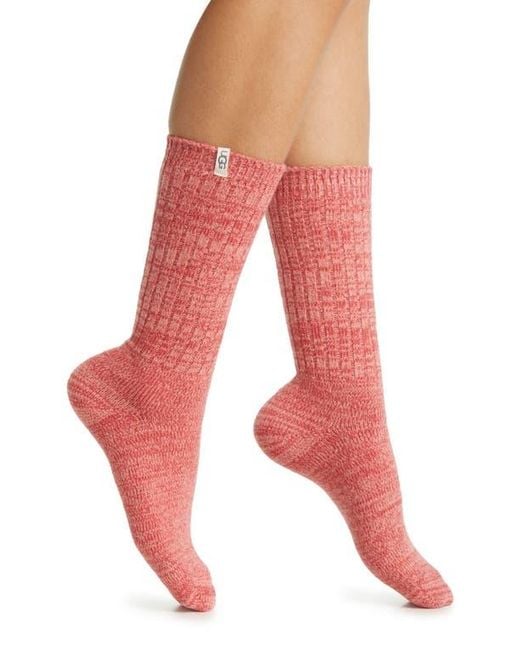 Ugg Red Ribbed Crew Socks