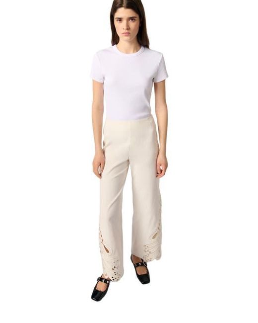 Maje White Embroidered Trousers