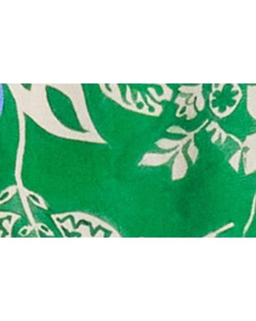 Karen Kane Green Floral Print Crepe Top