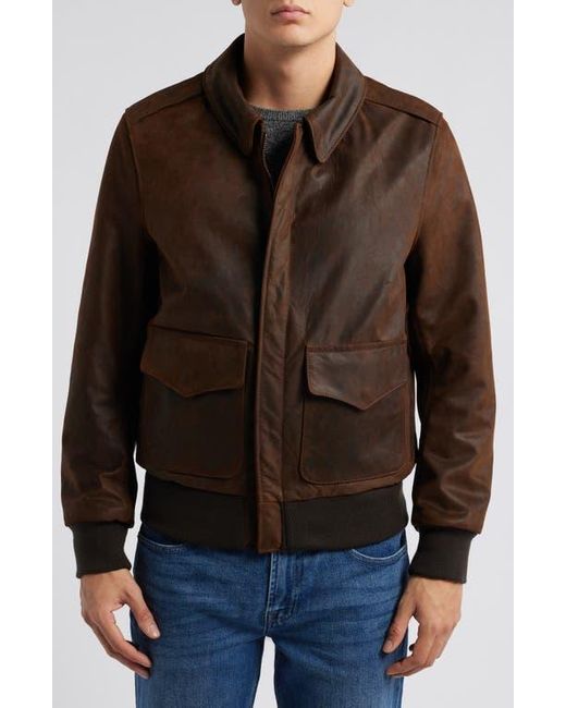 Schott Nyc Brown Lightweight Leather Flight Jacket for men