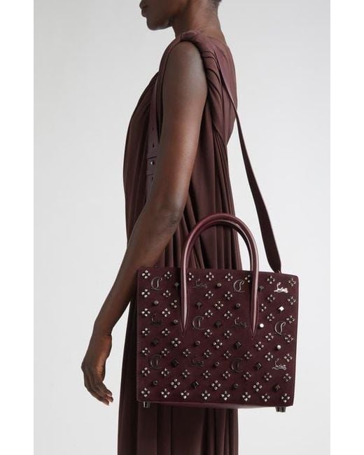 Christian Louboutin Red Medium Paloma Loubinthesky Studded Leather Tote