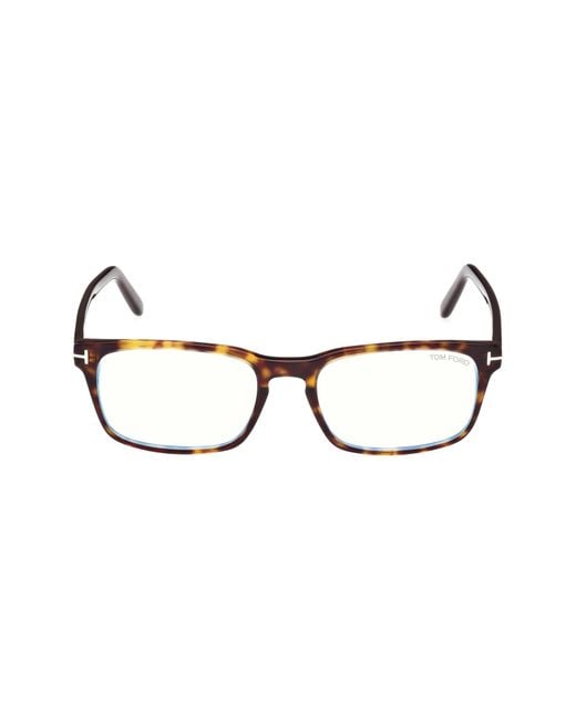 Tom Ford Brown 54Mm Rectangular Light Blocking Glasses for men