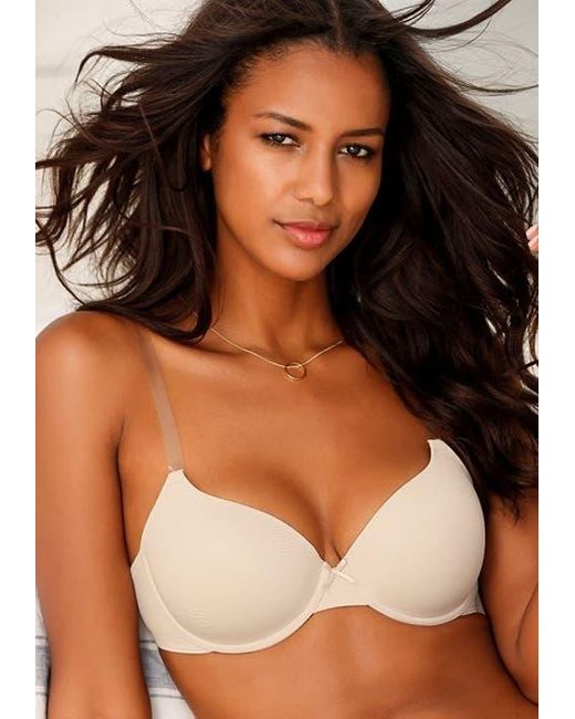 Lascana Brown Underwire Clear Strap T-Shirt Bra