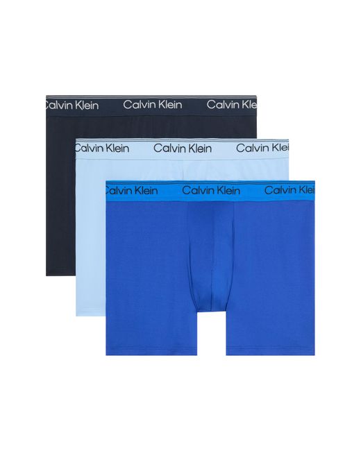 Calvin Klein Blue Assorted 3-Pack Microfiber Boxer Briefs for men