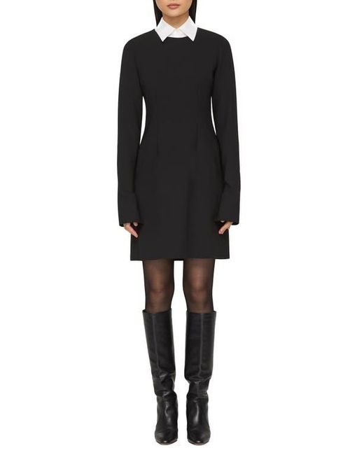 Lafayette 148 New York Black Long Sleeve Stretch Wool Sheath Dress