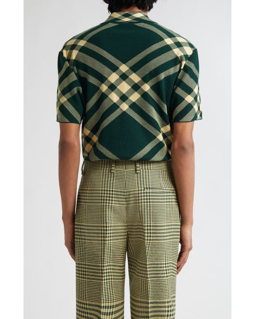 Burberry Green Large Check Wool Blend Polo Sweater for men