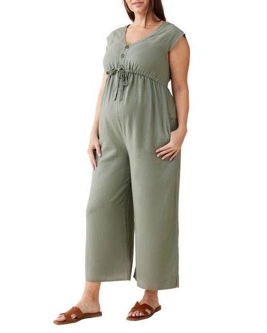 Ingrid & Isabel Green Sleeveless Linen Blend Maternity Jumpsuit