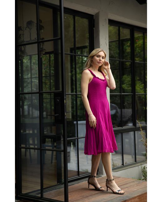 Komarov Pink Scarf Charmeuse & Chiffon A-line Cocktail Dress