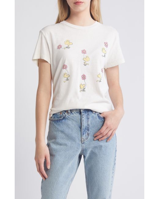 Re/done White Peanuts Woodstock Cotton Graphic T-shirt