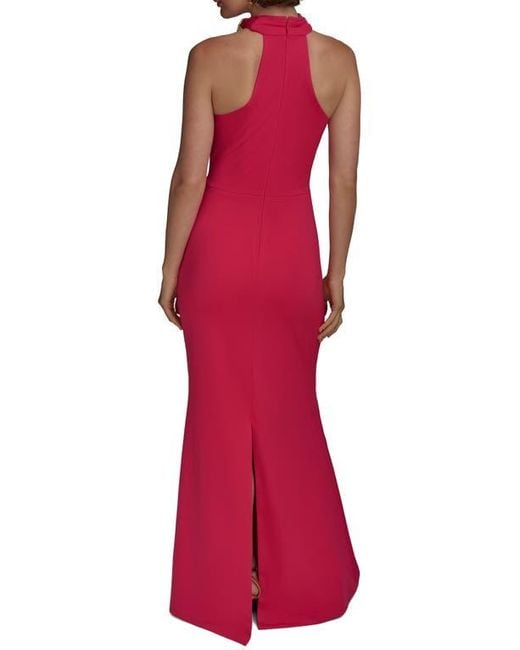 Donna Karan Red Funnel Neck Mermaid Gown