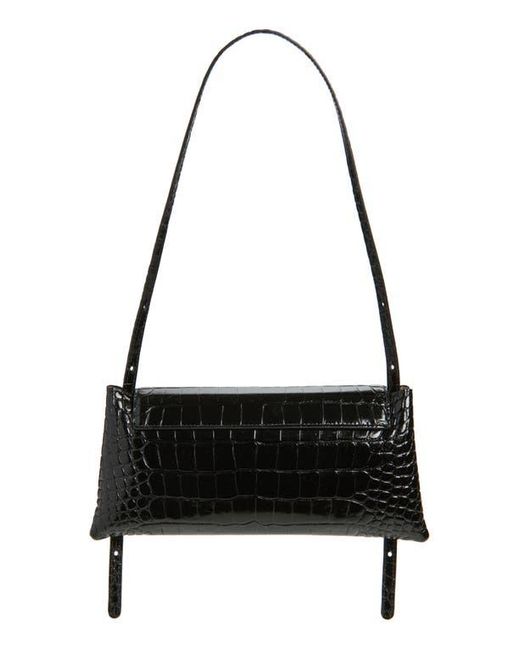 REE PROJECTS Black Elieze Croc Embossed Patent Leather Clutch