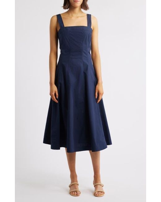 FRNCH Blue Alfreda Fit & Flare Midi Dress