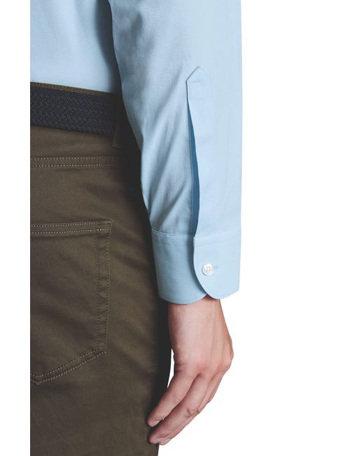 Charles Tyrwhitt Blue Non-iron Stretch Twill Slim Fit Shirt Single Cuff for men