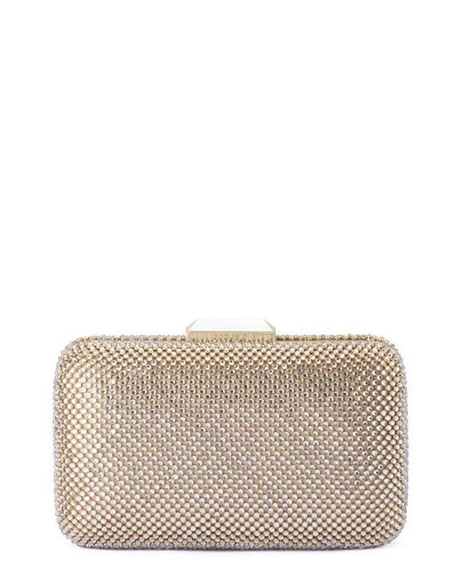 Olga Berg Gray Ronny Crystal Mesh Frame Clutch