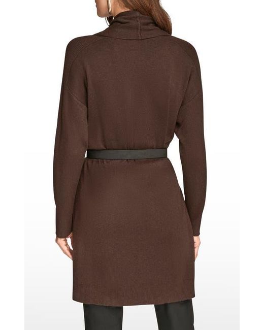 Donna Karan Brown Belted Cardigan
