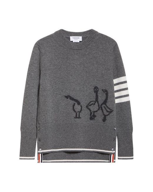 Thom Browne Gray Geese Intarsia Boxy Virgin Wool Crewneck Sweater
