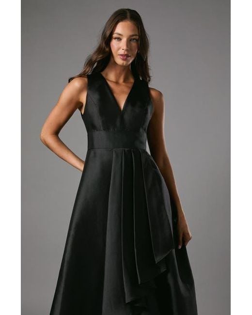 Coast Black Sleeveless Plunge Waterfall Maxi Dress