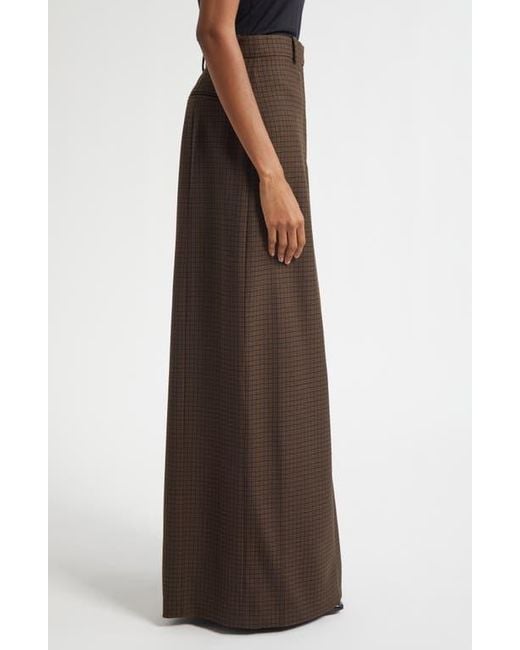Acne Brown Inashy Check Stretch Wool Pencil Skirt