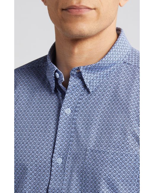Johnston & Murphy Blue Xc Flex Stretch Button-up Shirt for men
