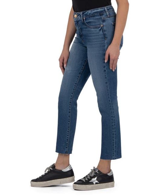 Kut From The Kloth Blue Reese High Waist Raw Hem Ankle Straight Leg Jeans