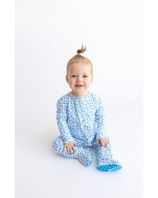 Posh Peanut Andina Floral Fitted Footie Pajamas in Blue Lyst