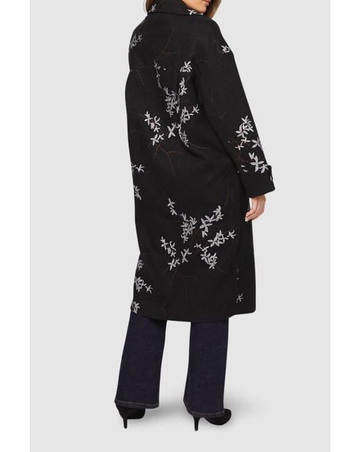 Wallis Black Floral Three Button Collared Coat