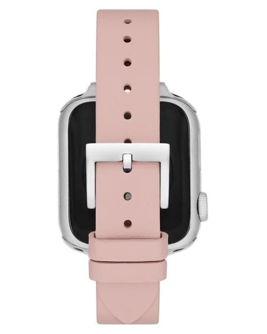 Tory Burch Pink Leather 14Mm Apple Watch Watchband