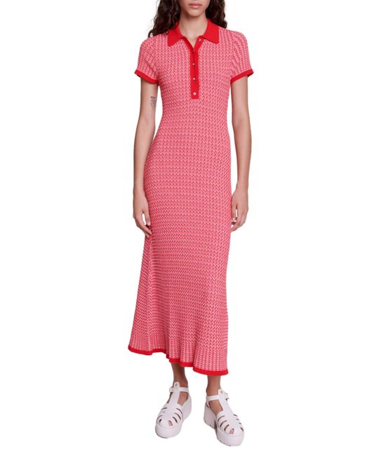 Maje Pink Rinamaille Maxi Sweater Dress