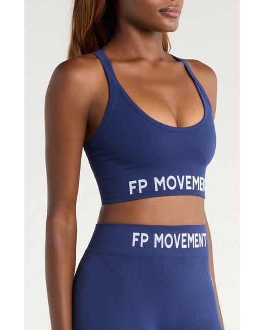 Free People Blue Fp Movement Long Haul Logo Sports Bra