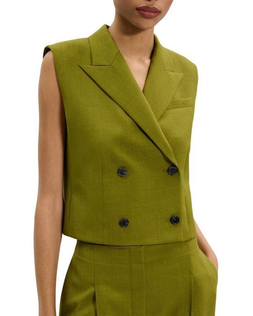 Theory Green Double Breasted Crop Vest