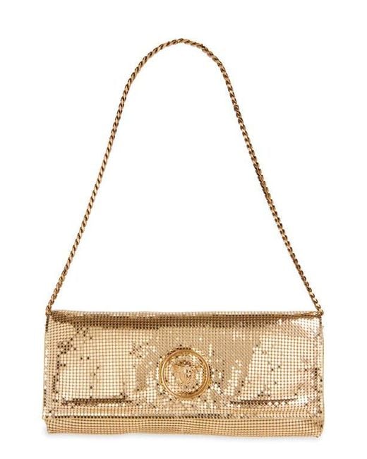 Versace Natural La Medusa Metal Mush Clutch