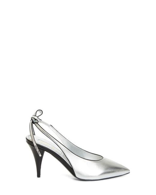 MIUMIU 26S POINTED TOE PUMPS 55MM IN WHITE CALFSKIN WITH BOW main image 0