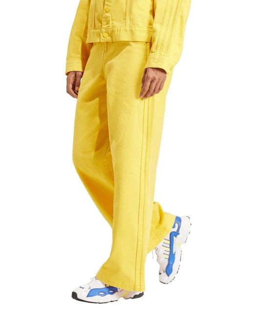 Adidas Yellow X Kseniaschnaider Lifestyle 3-stripe Wide Leg Jeans