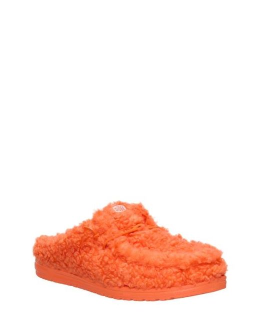 HeyDude Orange Wally Faux Shearling Slipper for men
