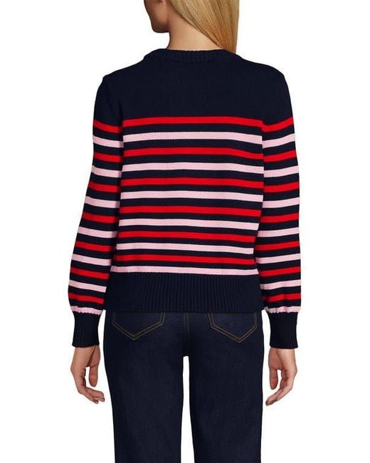 Lands' End Red Drifter Embellished Crew Neck Sweater