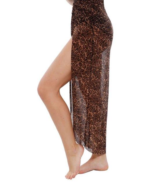 Popilush Brown Bias Twist Mesh Sarong Coverup