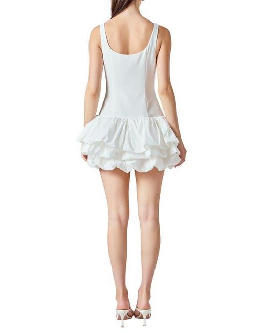 Endless Rose White Bubble Hem Bodysuit Minidress